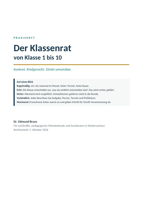 Titelseite des Praxishefts Der Klassenrat von Klasse 1 bis 10
