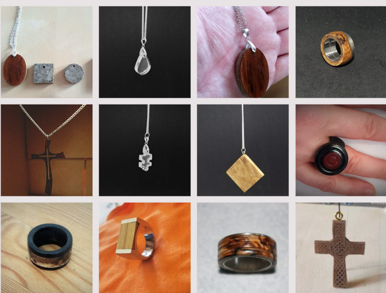 Holzschmuck und Kettenanhänger
